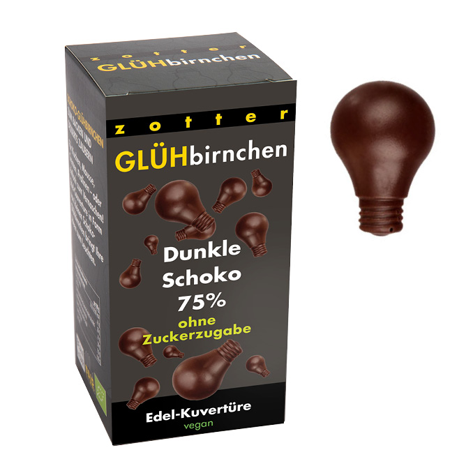 Glühbirnchen Dunkle Schoko, ohne Zuckerzugabe 